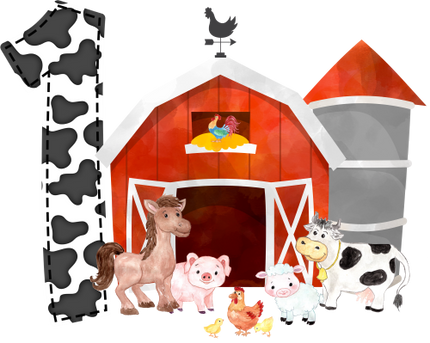 (s003-16-B)  Red Barn Farm Animals 1, 2 Any Age