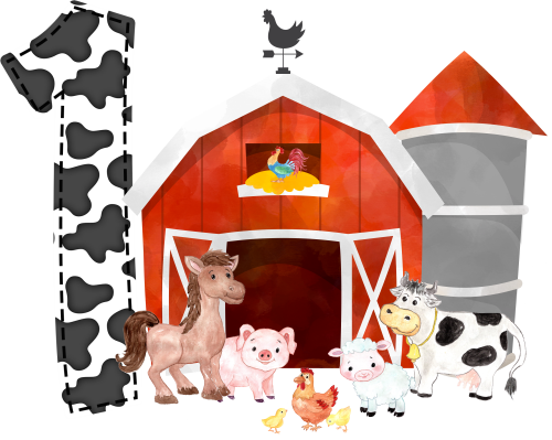 (s003-16-B)  Red Barn Farm Animals 1, 2 Any Age