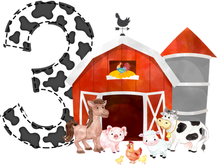 (s003-16-B)  Red Barn Farm Animals 1, 2 Any Age