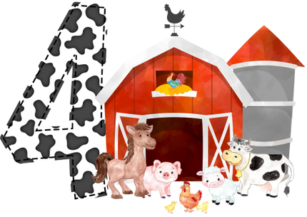 (s003-16-B)  Red Barn Farm Animals 1, 2 Any Age