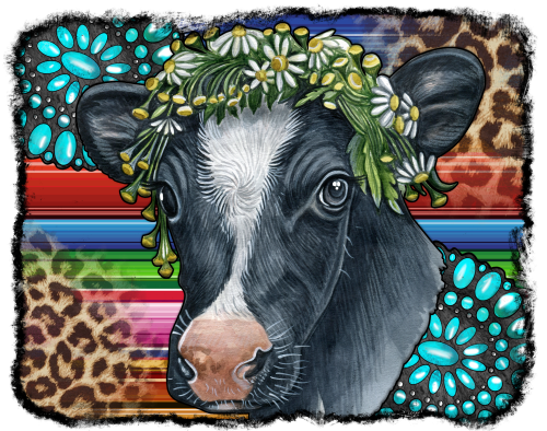 (s003-02-2C) Cow Leopard Turquoise Serape
