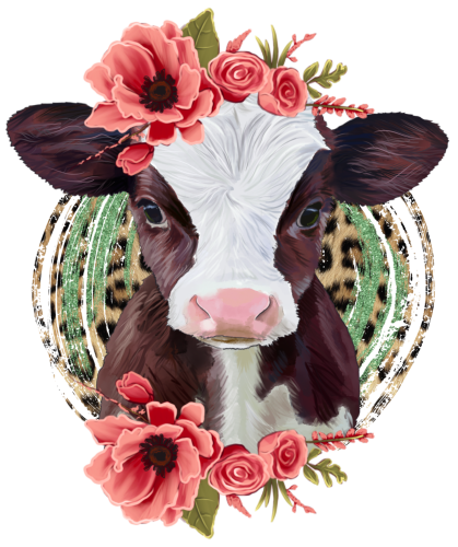 (s003-02-1U) Cow with Poppies