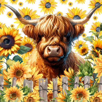 (s003-02-1Y-Z) Highland Cow Sunflowers