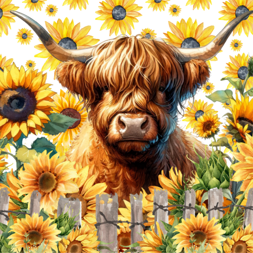 (s003-02-1Y-Z) Highland Cow Sunflowers