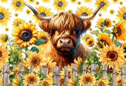 (s003-02-1Y-Z) Highland Cow Sunflowers