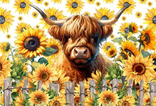 (s003-02-1Y-Z) Highland Cow Sunflowers