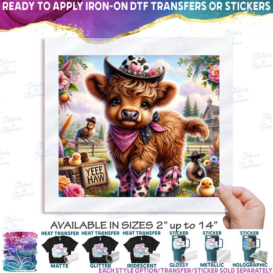 (s003-02)  Highland Cow Cute Country Chic Scene