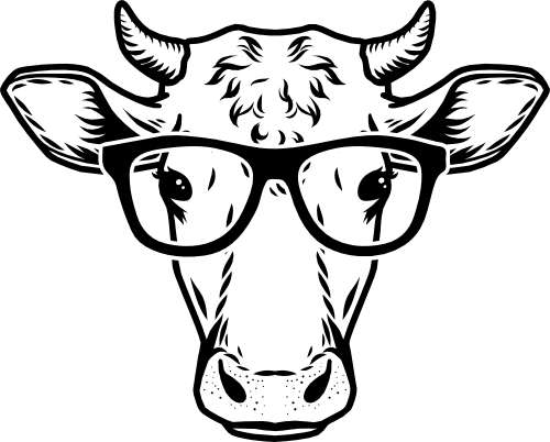 (003-02-2W) Cow Head Face with Glasses