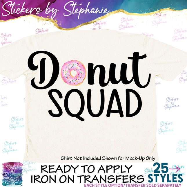 (s3-03-001) Donut Squad Watercolor Donut Iron-On Transfer