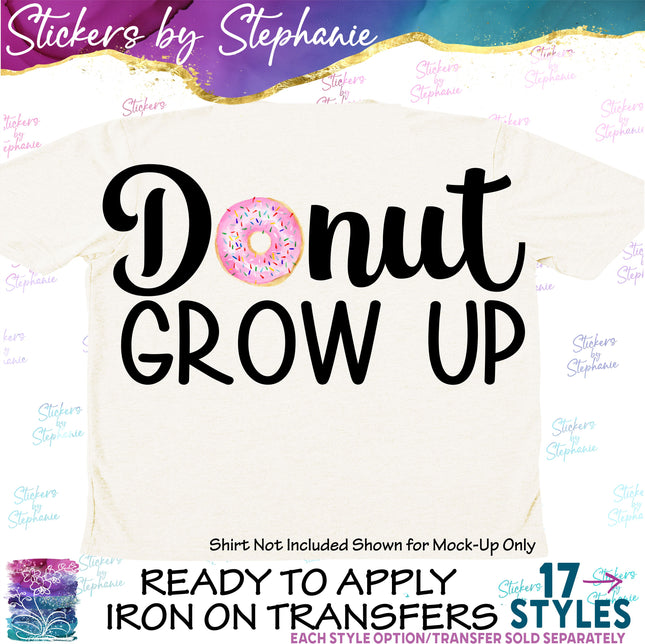 (s3-04-002) Donut Grow Up Watercolor Donut Iron-On Transfer