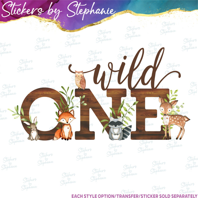 (s3-04-044) Wild One Woodland Forest Animals Iron-On Transfer