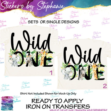 (s3-04-047) Wild One Safari Animals Iron-On Transfer