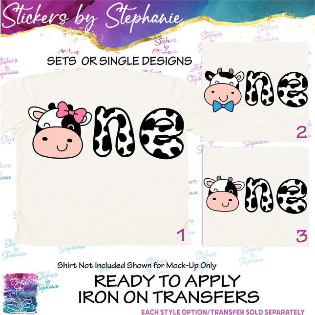 (s3-04-055) One Cow Face Iron-On Transfer