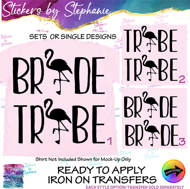 (s03-423) Bride Tribe Flamingo Iron-On Transfer