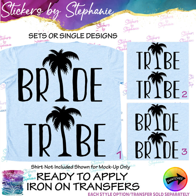 (s03-424) Bride Tribe Palm Tree Iron-On Transfer