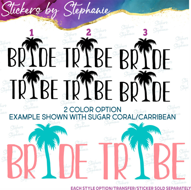 (s03-424) Bride Tribe Palm Tree Iron-On Transfer