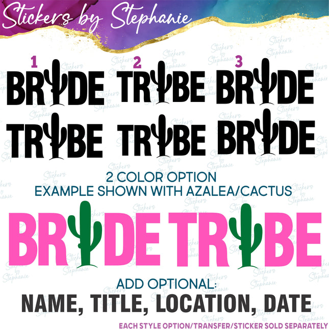 (s03-425) Bride Tribe Cactus Iron-On Transfer