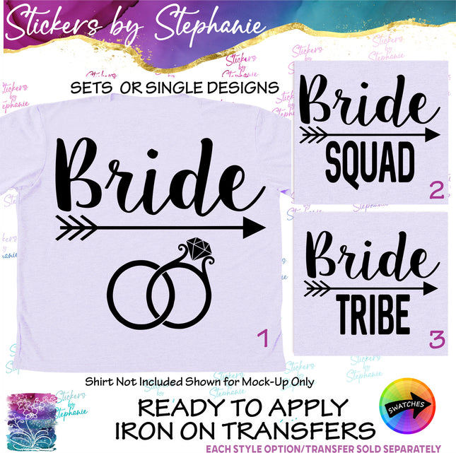 (s03-432) Bride Squad Tribe Arrow Iron-On Transfer