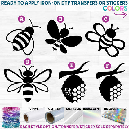 (s301) Baby Bumblebee HoneyBee Honey Bee Printed Heat Transfer or Sticker