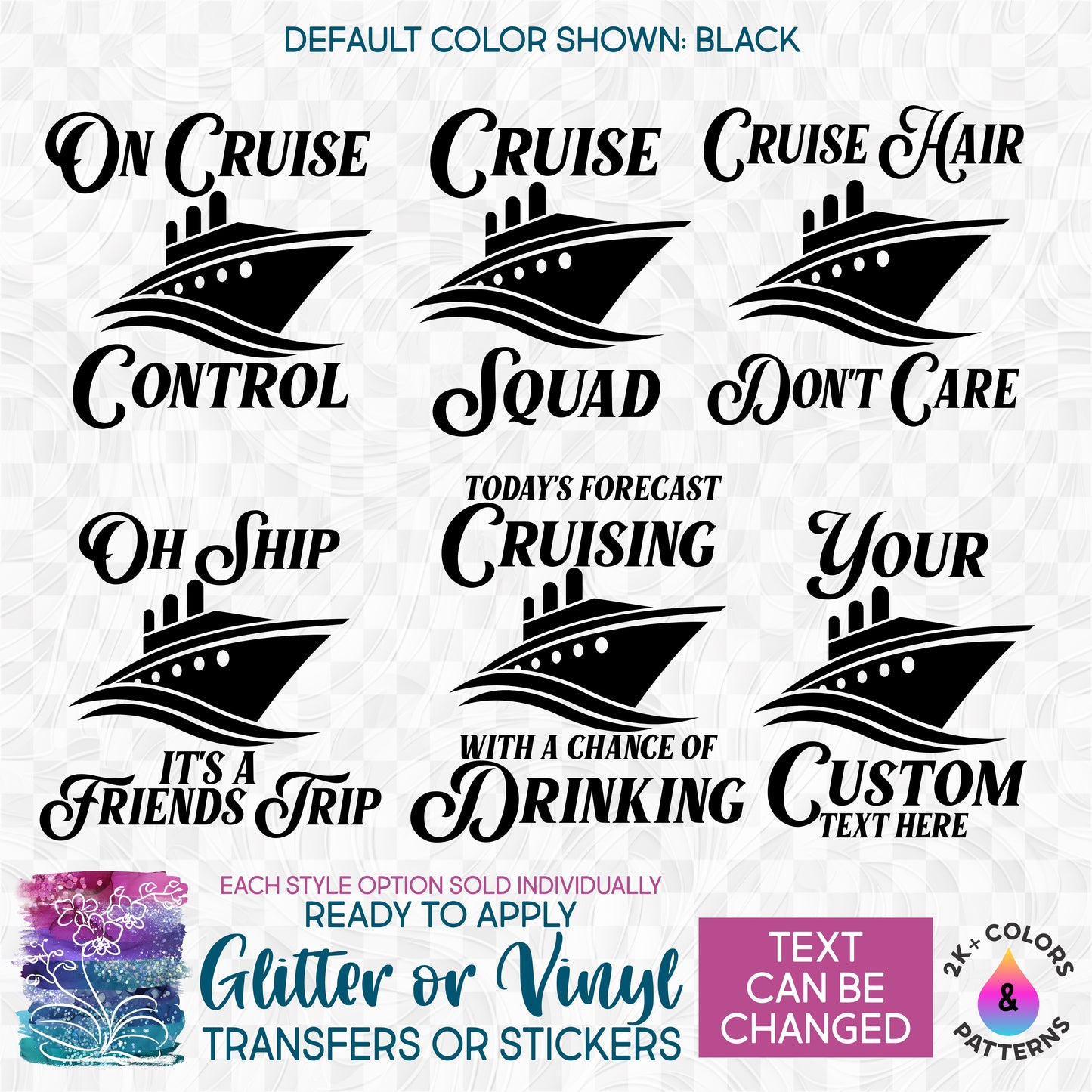 (s303-1J) Cruise Hair Don't Care On Cruise Control Cruise Squad Family Cruise Oh Ship Glitter or Vinyl Iron-On Transfer or Sticker