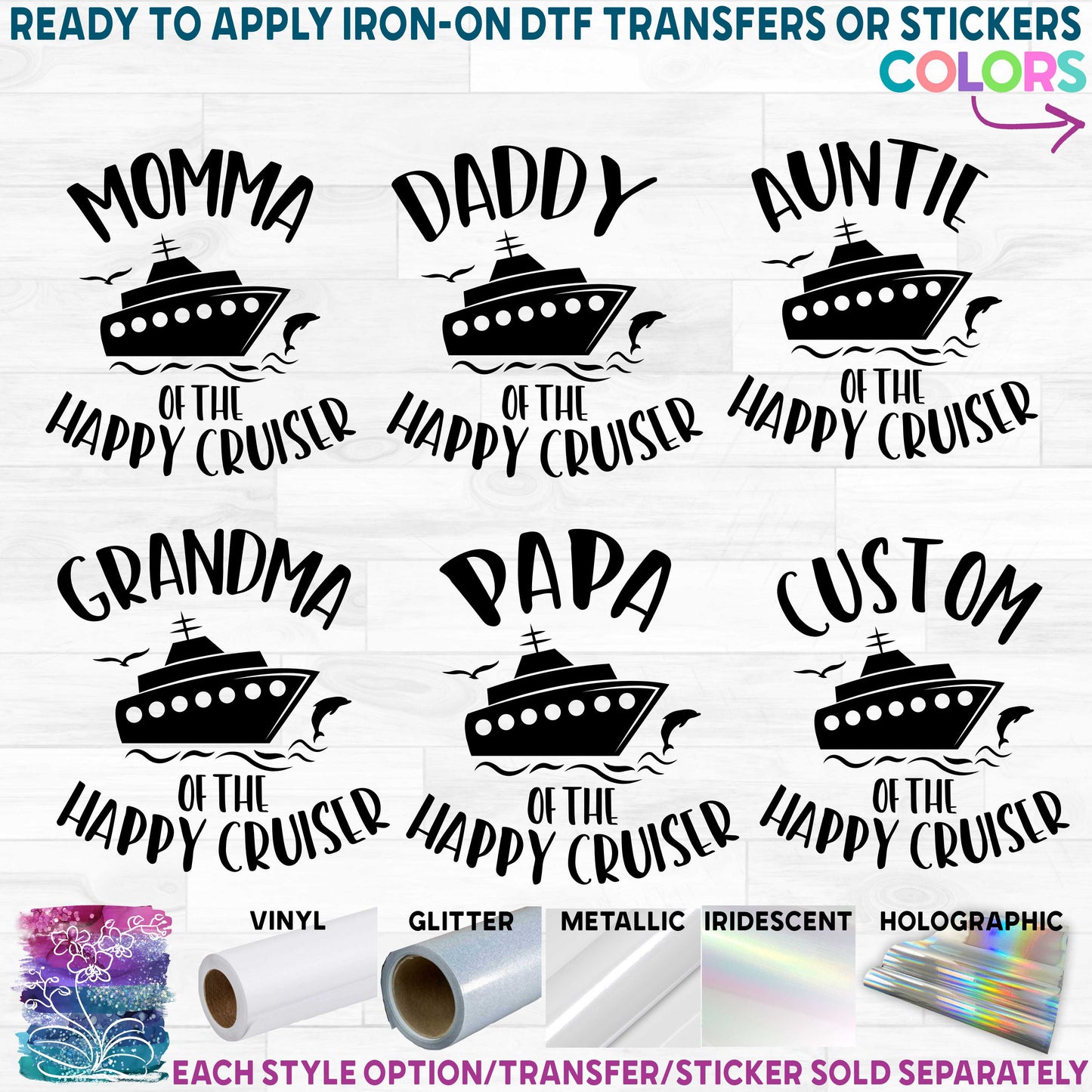 (s303-1K) Family Mommy of the Happy Cruiser, Cruise Ship Printed Heat Transfer or Sticker