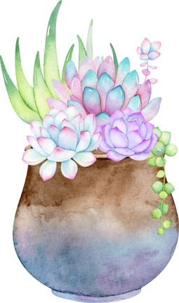 (304-01) Watercolor Potted Cactus Succulents