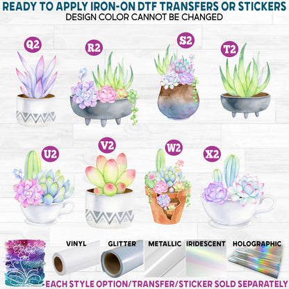 (s304) Watercolor Succulents Succulent Cactus Cacti Plants Plant b Printed Heat Transfer or Sticker