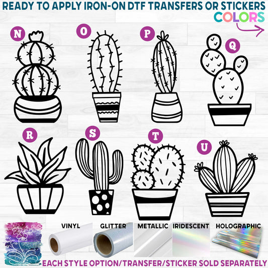 (s304) Cactus Cacti Succulent Printed Heat Transfer or Sticker