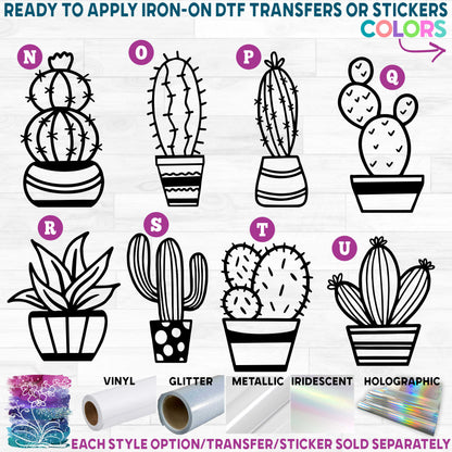 (s304) Cactus Cacti Succulent Printed Heat Transfer or Sticker