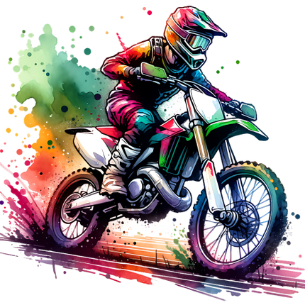 (307-01-2P) Watercolor Motocross