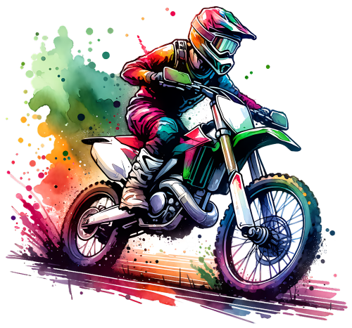 (307-01-2P) Watercolor Motocross