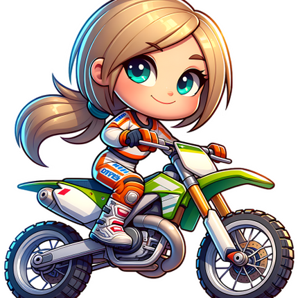 (307-01-2R) Girl Watercolor Motocross