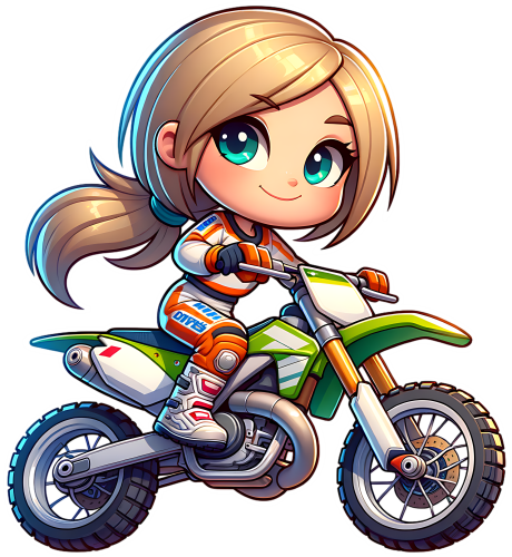 (307-01-2R) Girl Watercolor Motocross