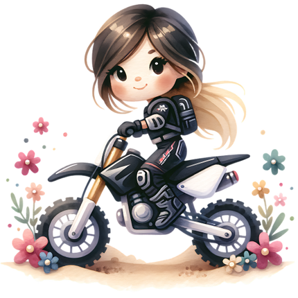 (307-01-2S) Girl Watercolor Motocross