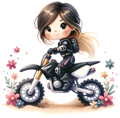 (307-01-2S) Girl Watercolor Motocross