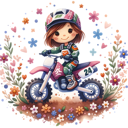 (307-01-2T) Girl Watercolor Motocross