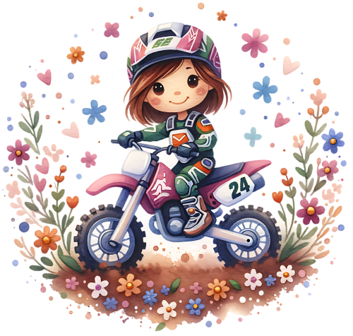 (307-01-2T) Girl Watercolor Motocross