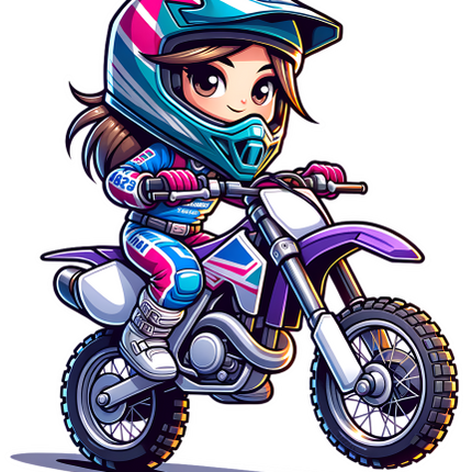 (307-01-2U) Girl Watercolor Motocross