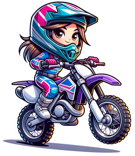 (307-01-2U) Girl Watercolor Motocross