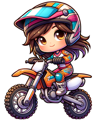 (307-01-2V) Girl Watercolor Motocross