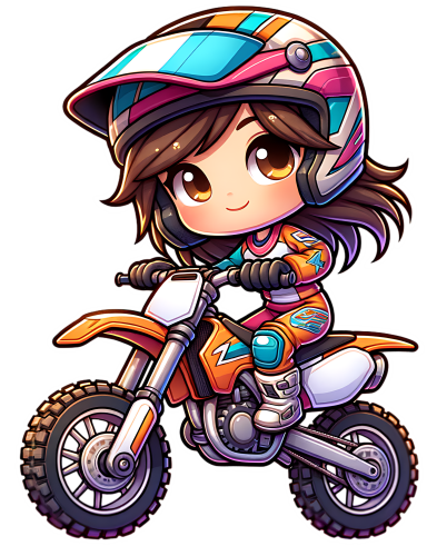 (307-01-2V) Girl Watercolor Motocross