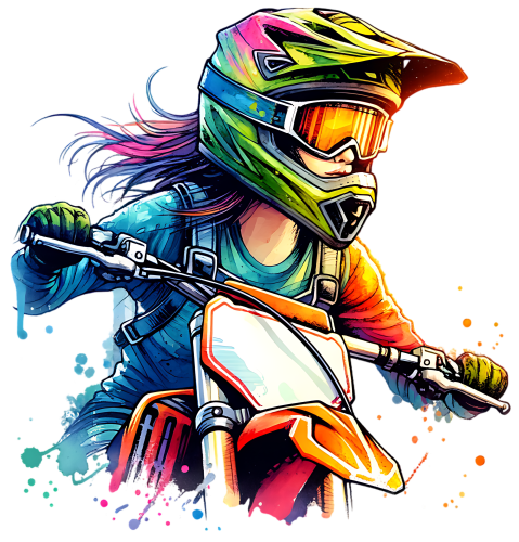 (307-01-2W) Girl Watercolor Motocross