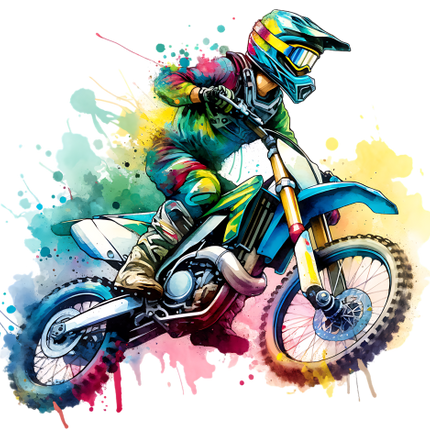 (307-01-2X) Colorful Watercolor Motocross
