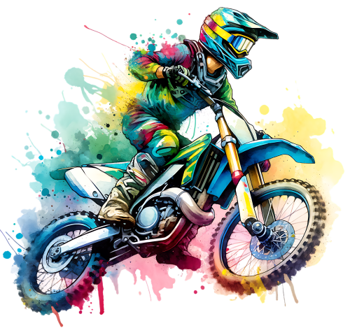 (307-01-2X) Colorful Watercolor Motocross