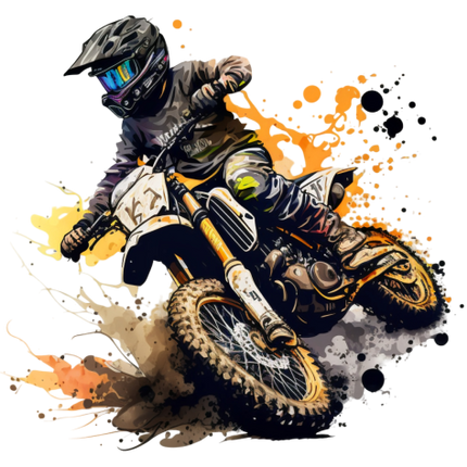 (307-01-2A) Watercolor Motocross