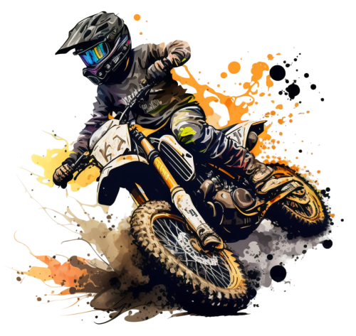 (307-01-2A) Watercolor Motocross
