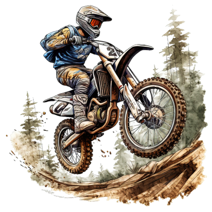 (307-01-2F) Watercolor Motocross