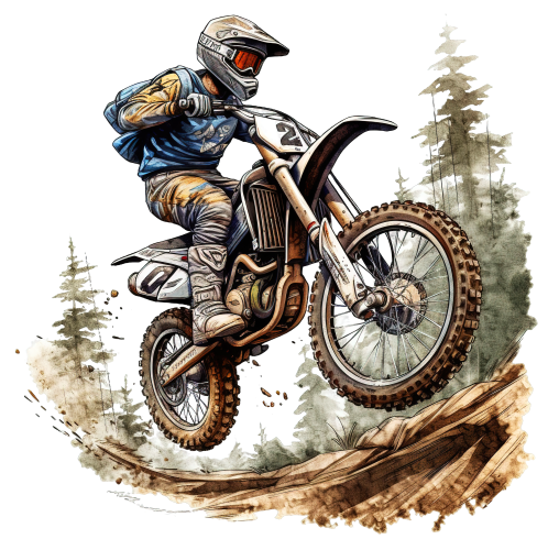 (307-01-2F) Watercolor Motocross