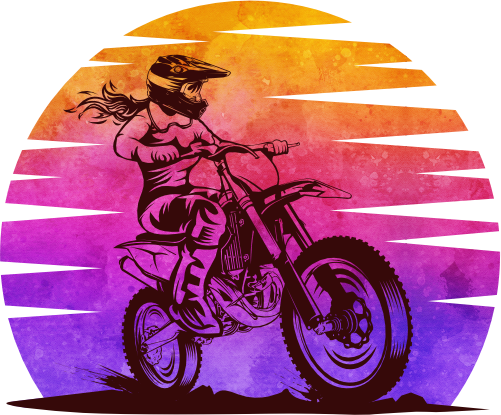 (307-01-1J-2) Retro Sunset Motocross Girl