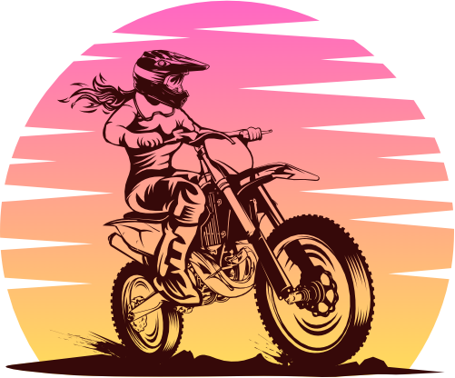 (307-01-1J-2) Retro Sunset Motocross Girl